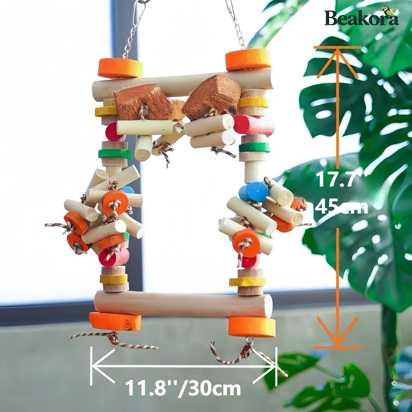 Wooden Swing Bridge Playground for Parrots