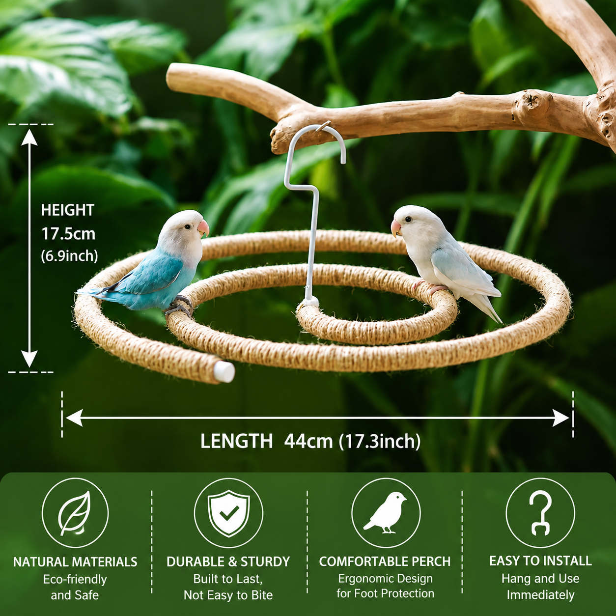Natural Spiral Climbing Perch for Large Parrots