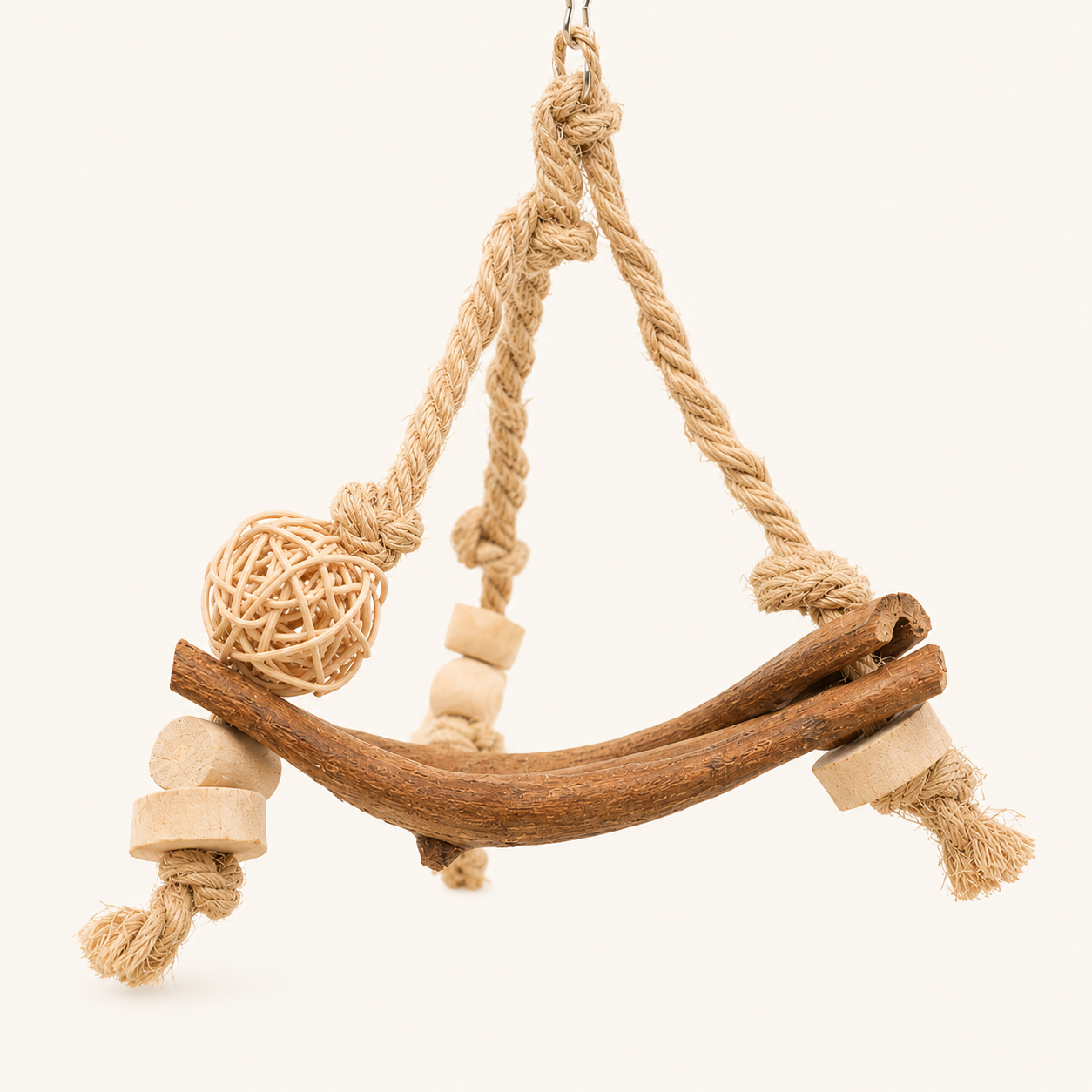 Java Wood Wicker Ball Swing for Parrots