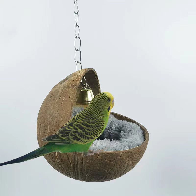 Natural Coconut Shell Nest Hut for Birds