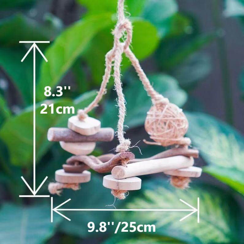 Java Wood Wicker Ball Swing for Parrots