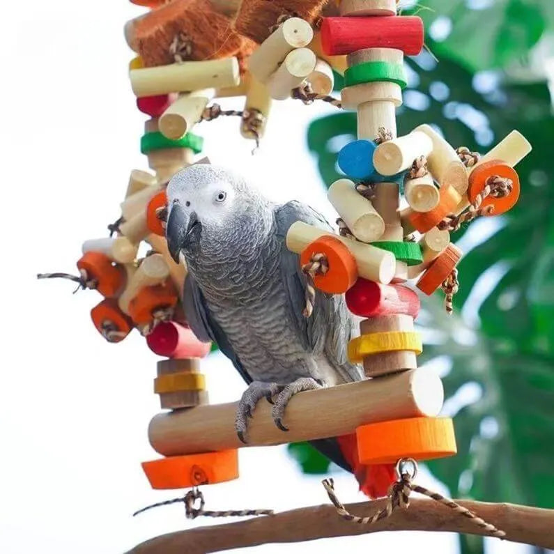 Wooden Swing Bridge Playground for Parrots