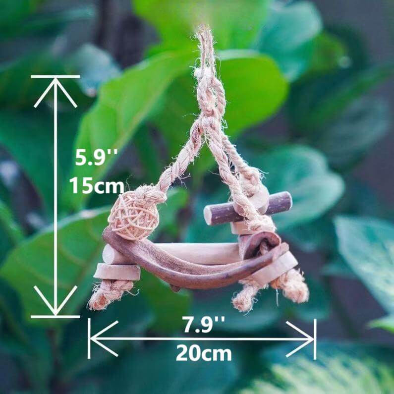 Java Wood Wicker Ball Swing for Parrots